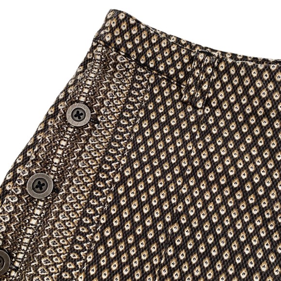 Anthropologie Women's Shorts Cartonnier Brown Print Button Side 4" Casual 4 S - Picture 4 of 6